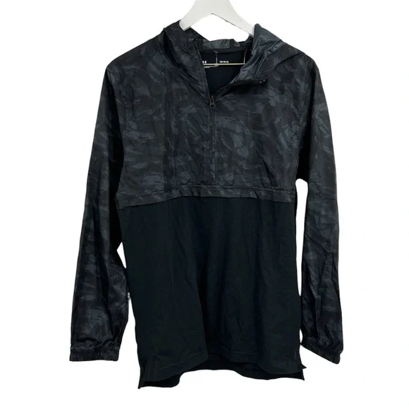 Under Armour Windbreaker Anorak Black Camouflage Sz Large - Picture 2 of 6